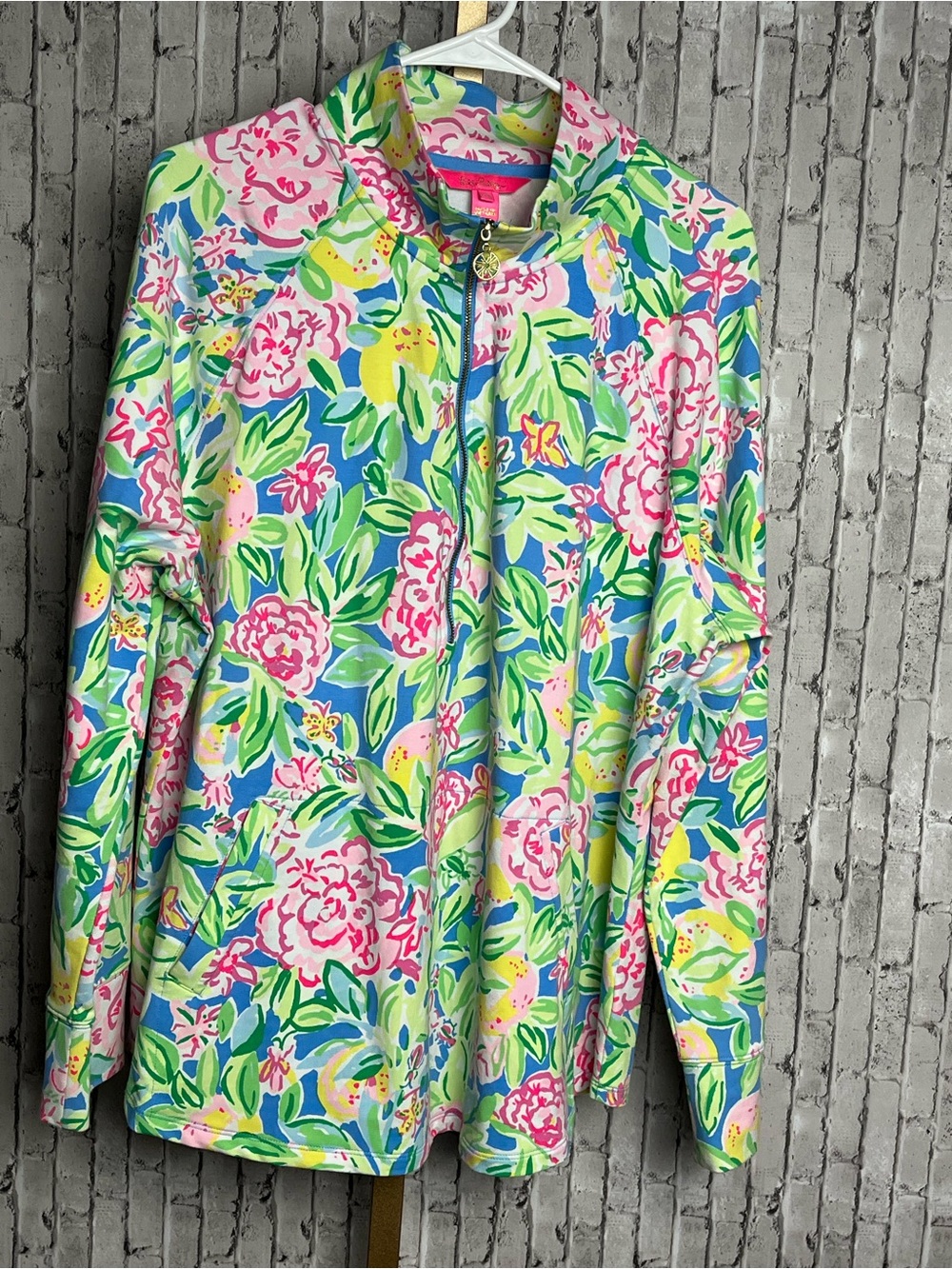 Lilly Pulitzer Skipper Popover XXL tropical Floral Luxe Half Zip sweatshirt